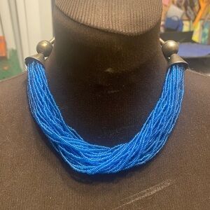 Vintage Blue Beaded Necklace